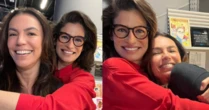 Ana Paula Araújo se diverte com gafe de Renata Vasconcellos na volta das férias