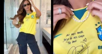 Bruna Biancardi usa camisa do Brasil com declaração de Neymar; veja o que está escrito