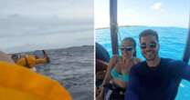 Casal filma resgate de barco que afundou quando estavam passando lua de mel nas Maldivas