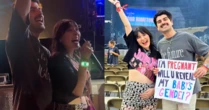 Brasileiros fazem 'chá revelação' em show dos Jonas Brothers após chamarem a atenção de Joe Jonas; veja vídeo
