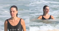 Em clima de lua de mel, Isis Valverde curte praia no Rio após casamento com Marcus Buaiz