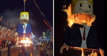 Iranianos queimam boneco de Lego do Trump durante funeral de Khamenei