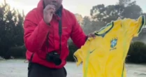 Camisa da Seleção Brasileira congela em meio a temperatura negativa em cidade no sul de Minas