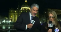 Climão! Ilze Scampirini se esquiva de abraço de William Bonner ao vivo durante cobertura do conclave
