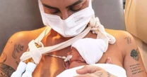 Clara Maia posta foto com Theo, filho que nasceu prematuro, e celebra: 'Primeiro colo'