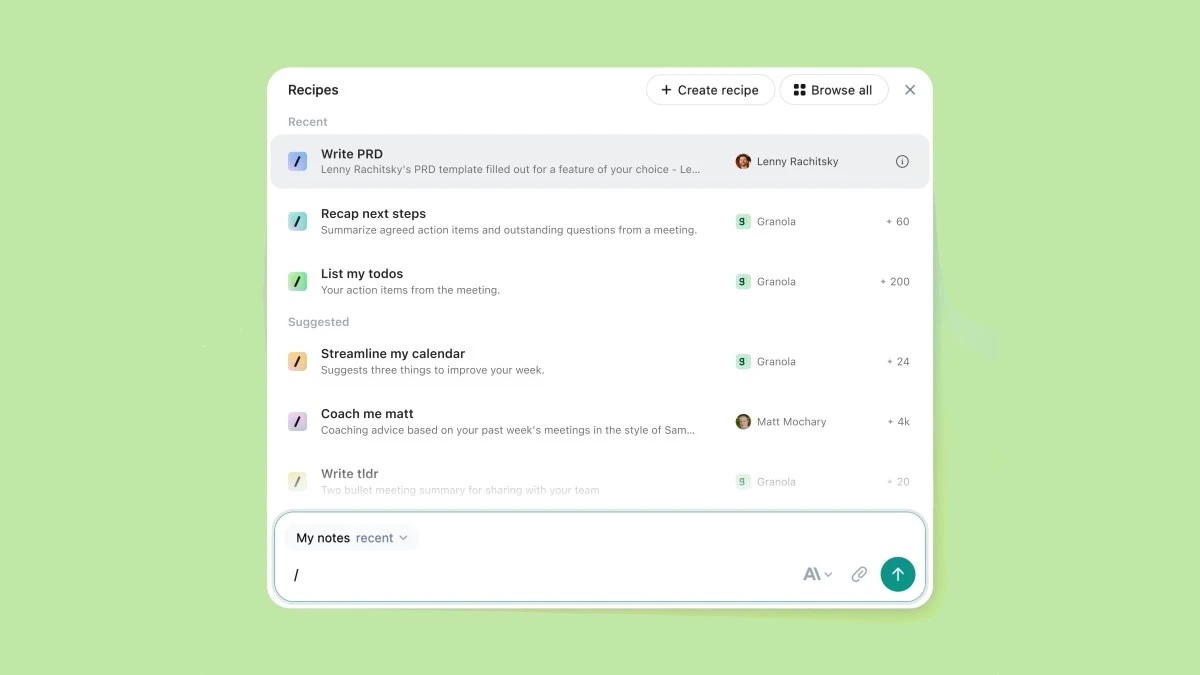 After AI browsers, Granola adds a repeatable prompts feature