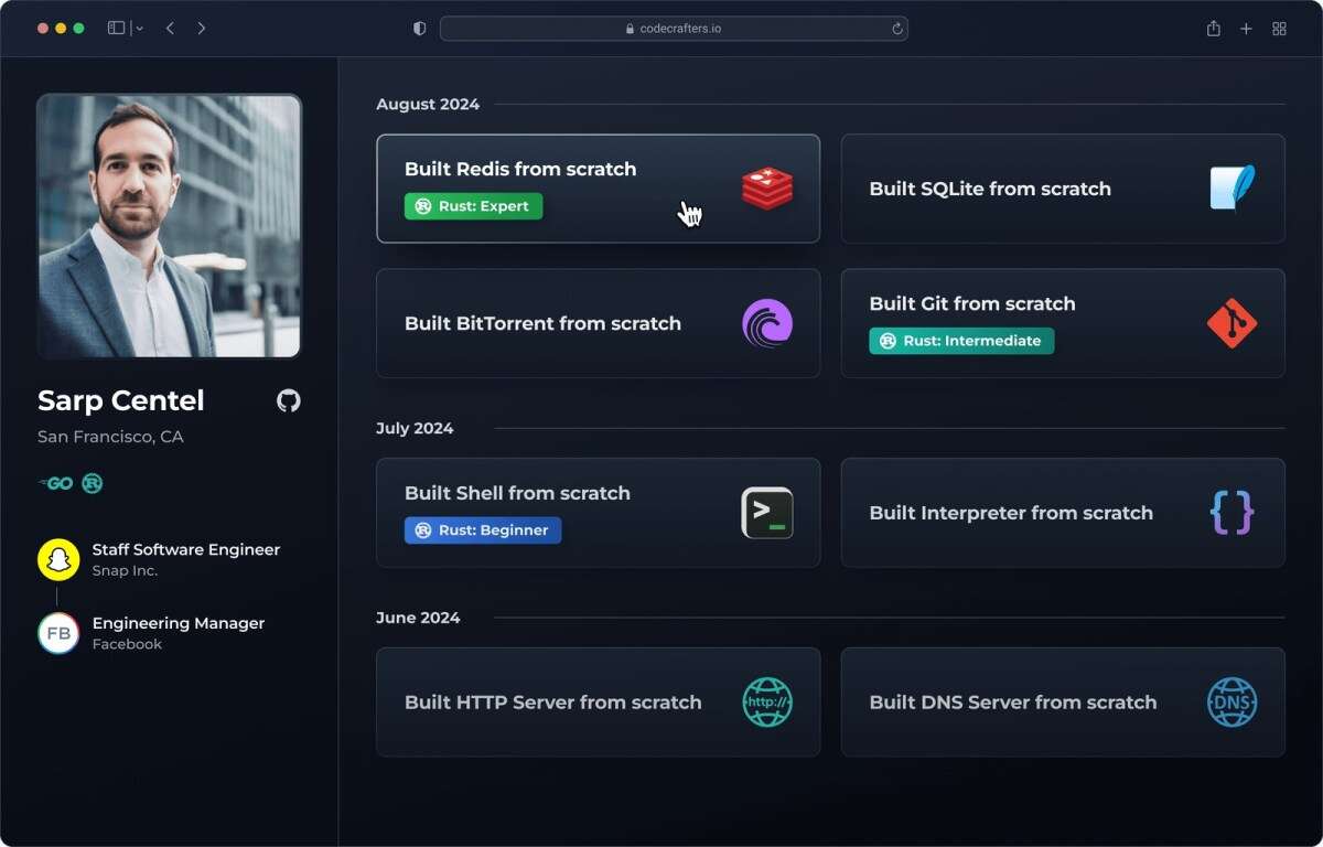 Codecrafters wants to challenge seasoned developers with hard-to-build projects