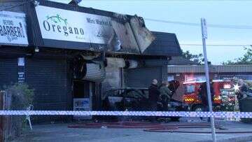 Car rammed into Melbourne mini market and set alight