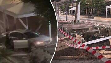 Woman crashes into tram tracks, mounts footpath in Sydney's west