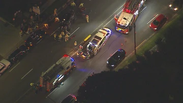 Major road closed after three-vehicle crash leaves man trapped