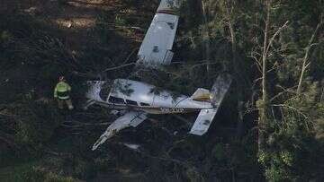 Passenger and pilot walk away from light plane crash in Sydney park