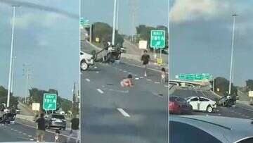 Toddlers in nappies filmed walking on highway after US car crash