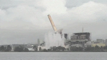 Famous chimney stacks reduced to rubble in massive blast