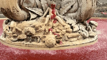 Vandals deface famous Melbourne fountain and turn water bright red