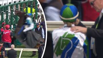 Race delayed as jockey cops facial injury in ugly scenes