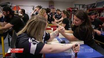 The mid-week arm-wrestling club hosted in a Melbourne chicken factory