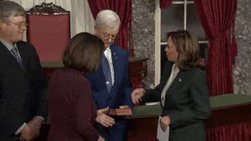 Senator's husband appears to snub Kamala Harris' handshake