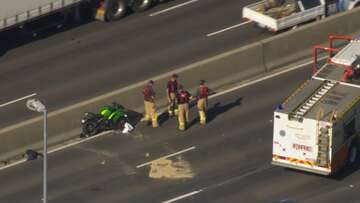 Truck driver wanted after motorcyclist hit on major Melbourne freeway