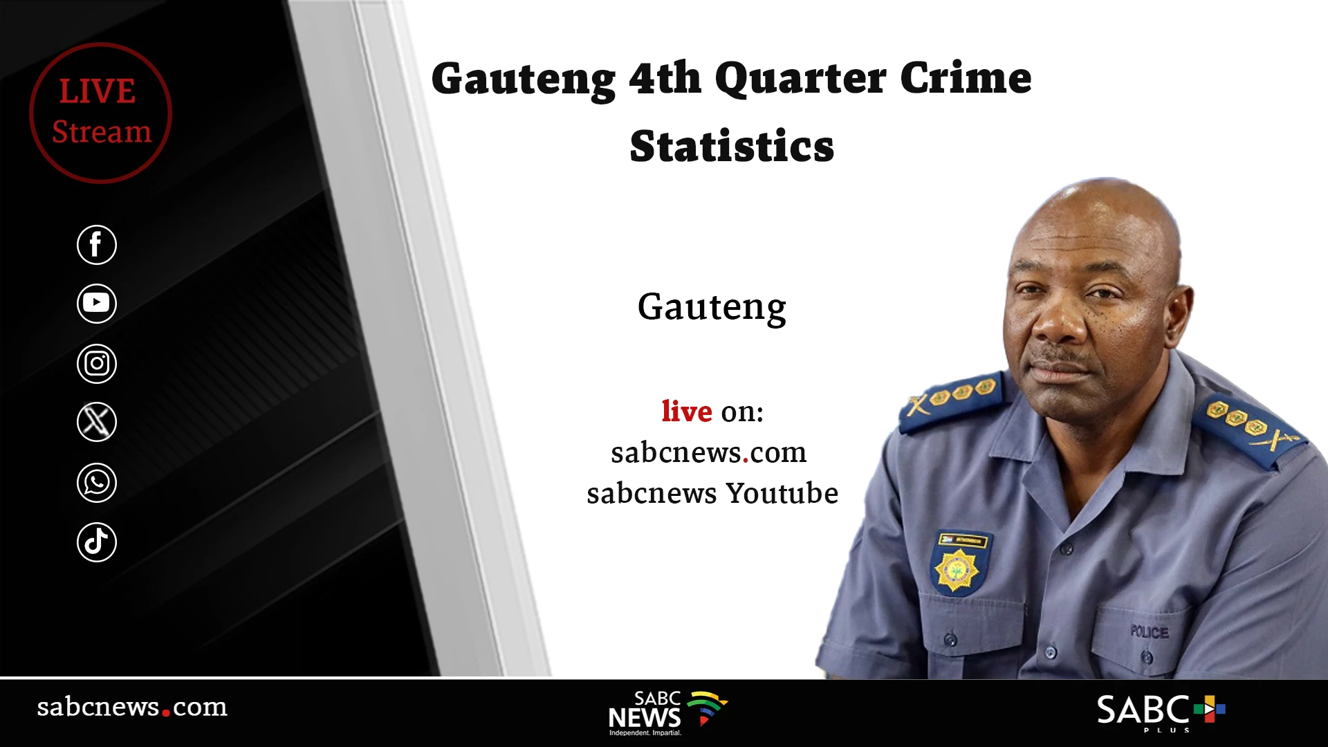 LIVE: Gauteng 4th Quarter Crime Statistics