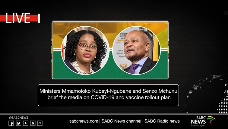 LIVE: Ministers Mmamoloko Kubayi-Ngubane and Senzo Mchunu media briefing on COVID-19 and vaccination rollout plan