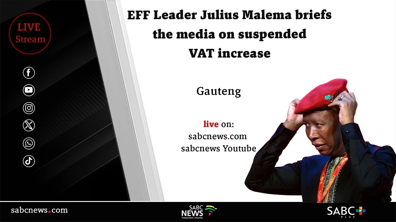 LIVE | EFF leader Julius Malema briefs media on suspended VAT hike