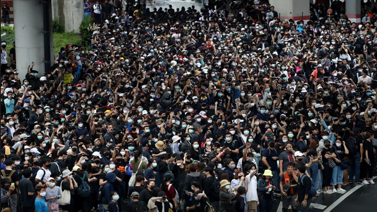 Tens of thousands protest across Thailand in defiance of ban
