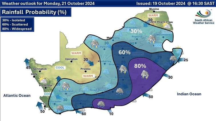 SAWS warns of disruptive rainfall in Eastern Cape, KwaZulu-Natal