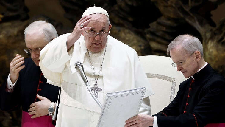 Schoolchildren pray for Pope Francis at Rome’s Gemelli hospital