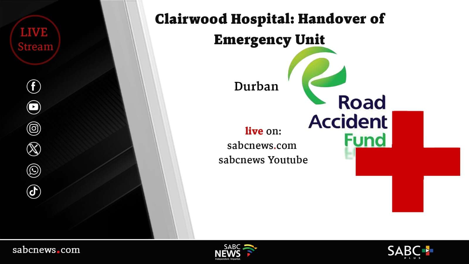 LIVE | The handover of Clairwood Hospital Emergency Unit in KZN