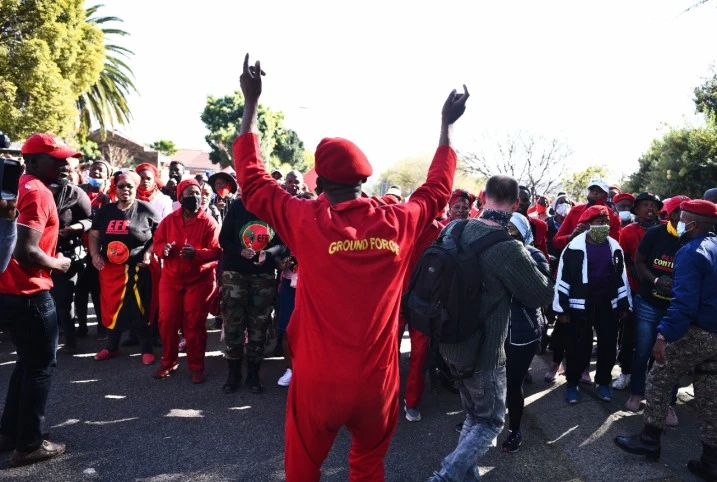 EFF members gather at Hoërskool Uitsig in Centurion to commemorate Youth Day
