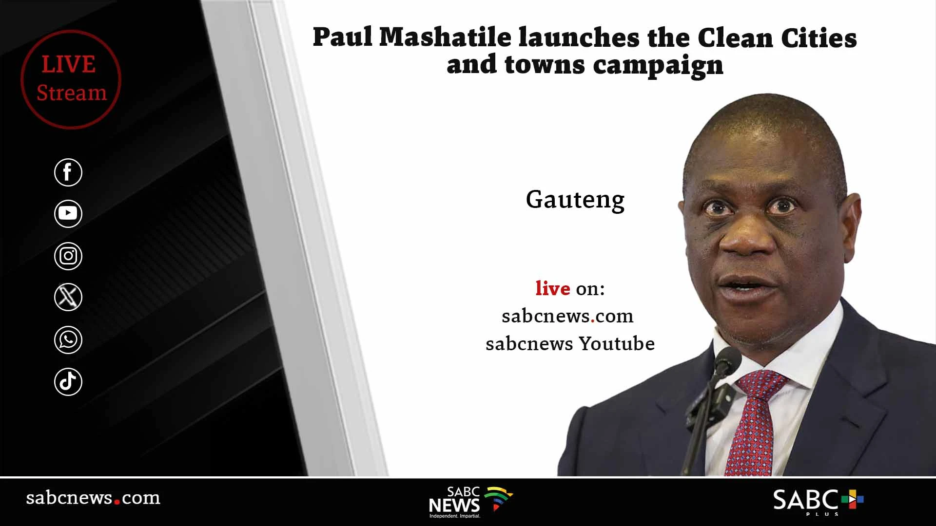 LIVE | Mashatile launches clean cities, towns campaingn