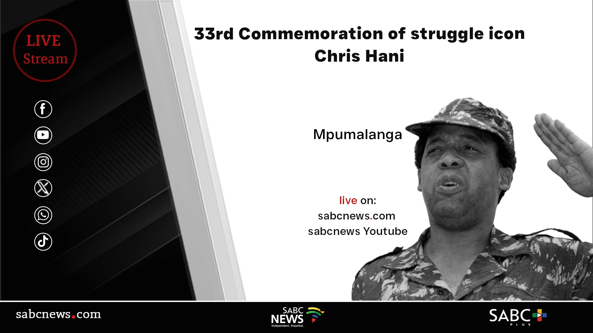 LIVE | 33 years since assassination of liberation icon Chris Hani