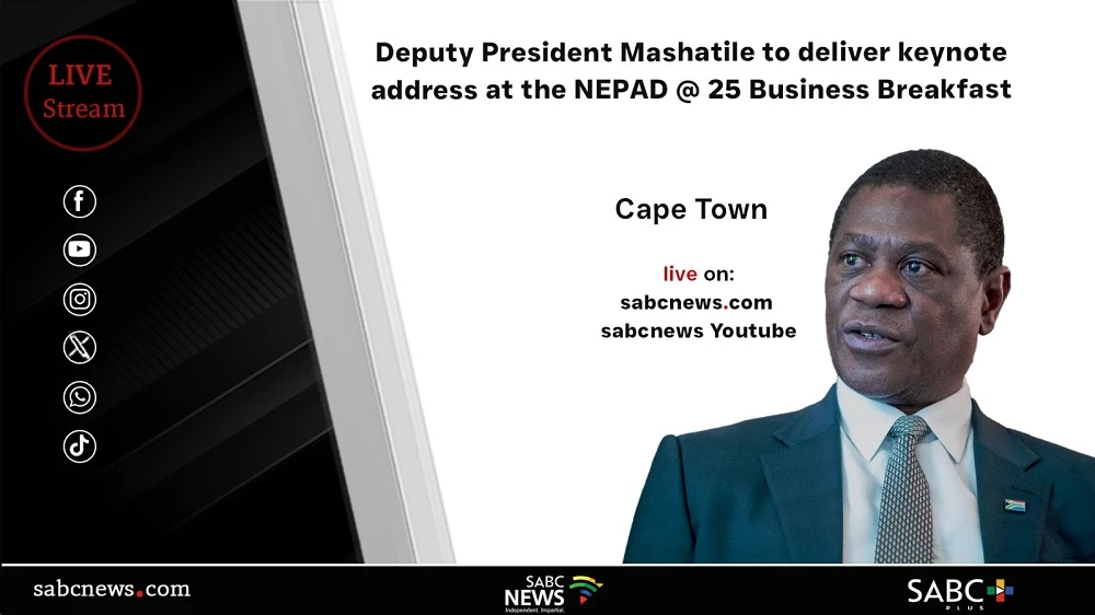LIVE | Mashatile delivers keynote address at NEPAD@25 Breakfast