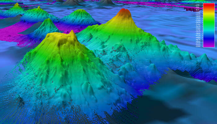 Scoperte dallo spazio oltre 19.000 montagne sottomarine