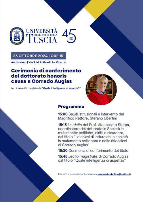 Ad Augias laurea honoris causa da ateneo della Tuscia