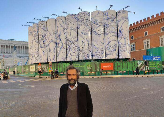 Svelata l'opera di Pietro Ruffo sui silos di piazza Venezia