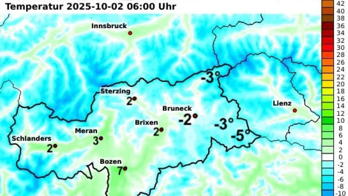 Primo gelo in val Pusteria, -5 gradi a Sesto