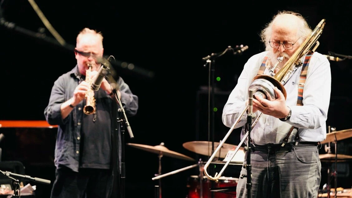 Trombonista Schiaffini sul palco al SoundScapes in Finlandia