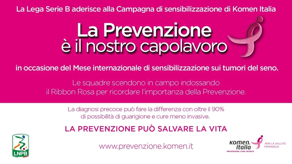 Calcio: la Lega B in campo con Komen Italia per la prevenzione