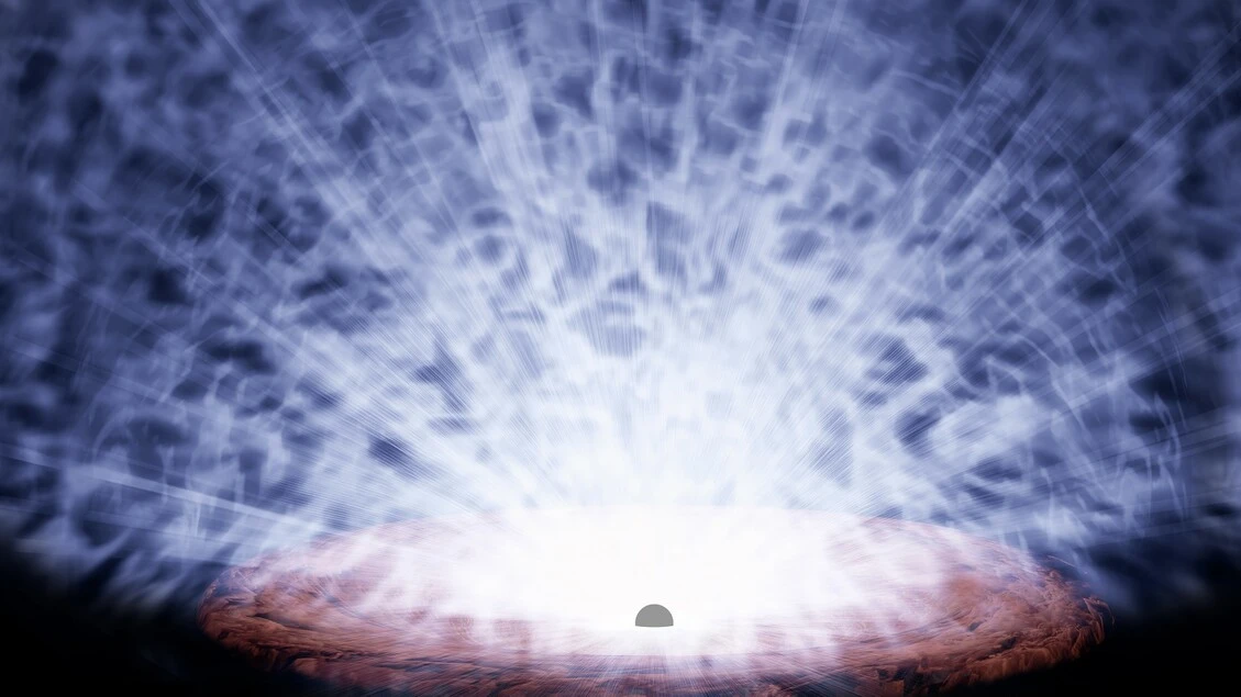 Vista una violenta tempesta cosmica prodotta da un buco nero