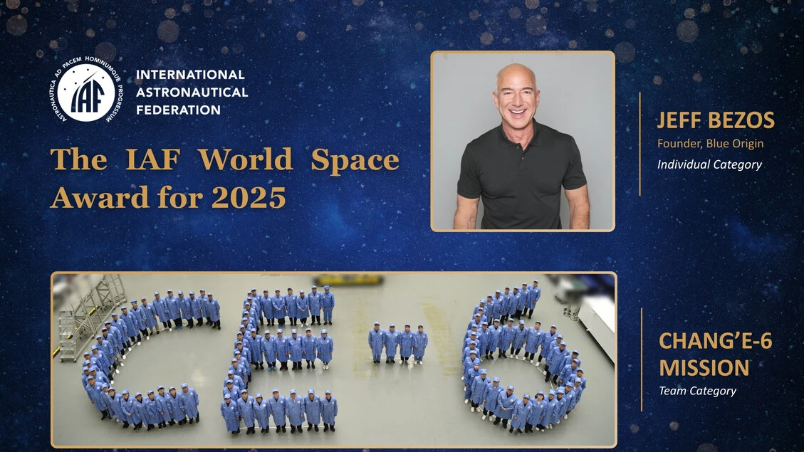 L'Oscar dello spazio a Jeff Bezos e alla missione cinese Chang'e-6
