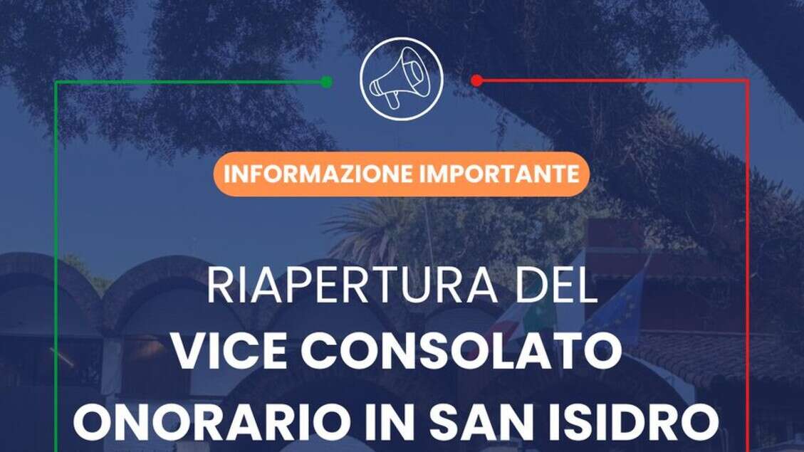 Riapre in Argentina il vice consolato onorario di San Isidro