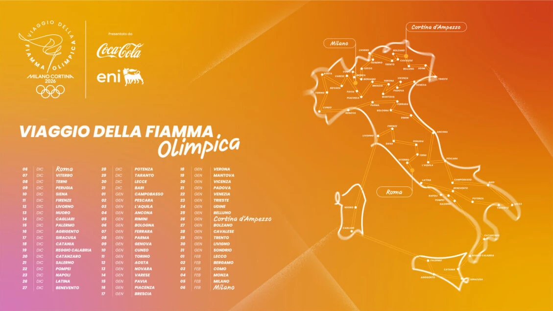 Milano-Cortina: 12mila km, svelato Viaggio della Fiamma Olimpica