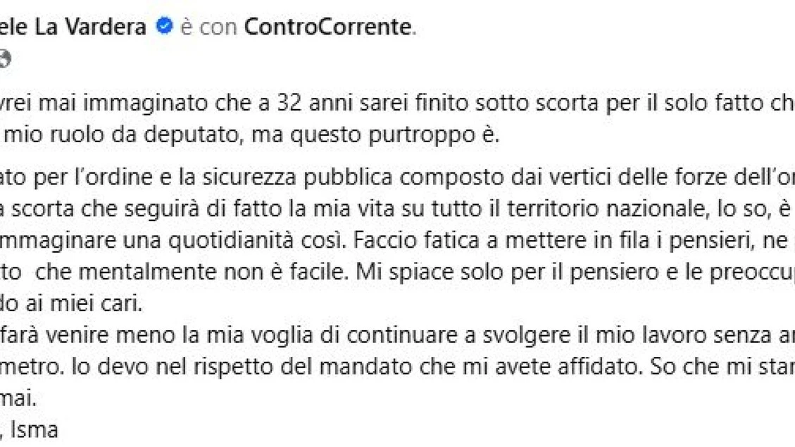 La Vardera, 'sono sotto scorta per mio ruolo da deputato'