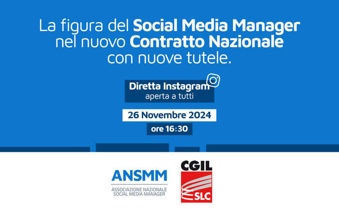 Social Media Manager nel Contratto Nazionale: diretta IG con Riccardo Pirrone di ANSMM e CGIL