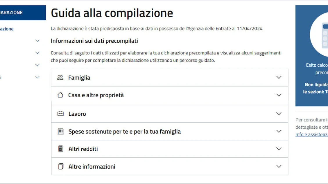 Precompilata al via, 730 disponibili sul sito delle Entrate da giovedì