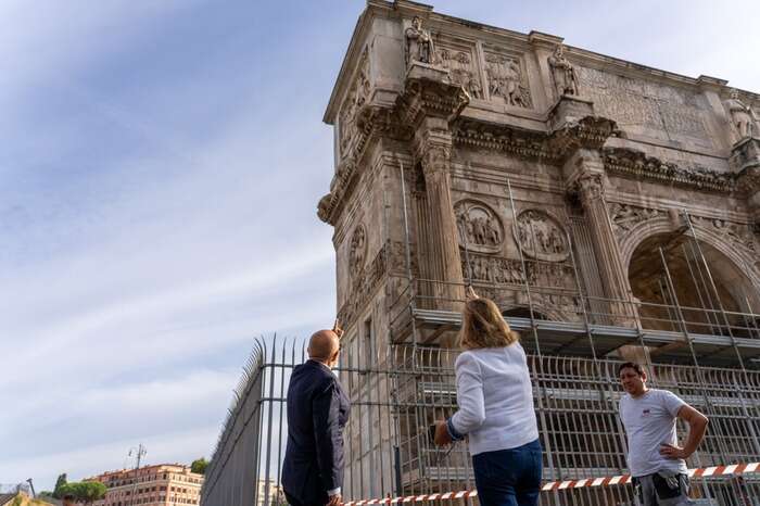 Maltempo, sopralluogo di Sangiuliano all'Arco di Costantino