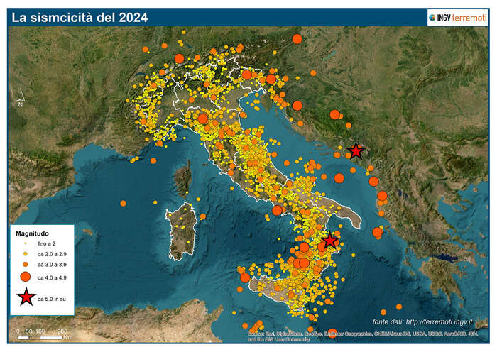 Nel 2024 in Italia quasi 17mila terremoti, 2 ogni ora