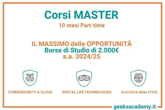 Nuovi corsi Master di Geeks Academy. Borse di studio di 2.000 euro