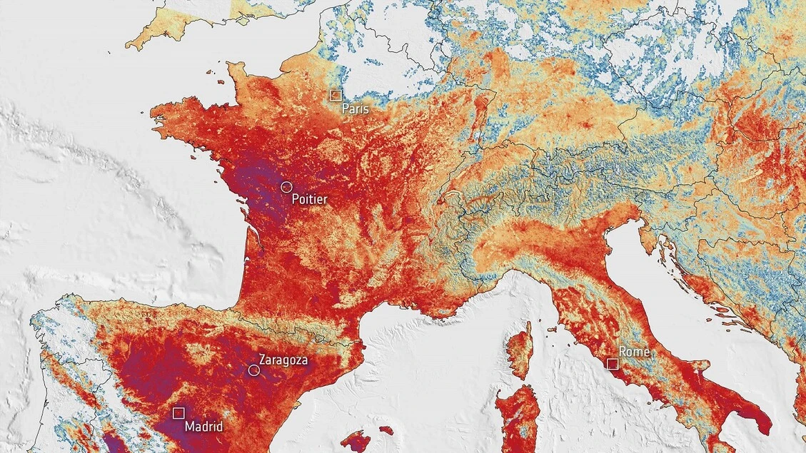 'In Europa temperature del suolo vicine ai 50 gradi'